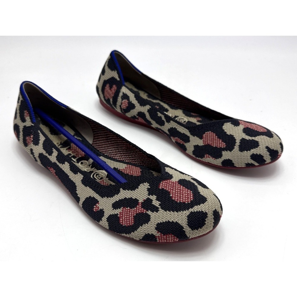 Rothy's Red Cat Flats Leopard Print Ballet Slip On Flats Womens Size 8 - Picture 2 of 5